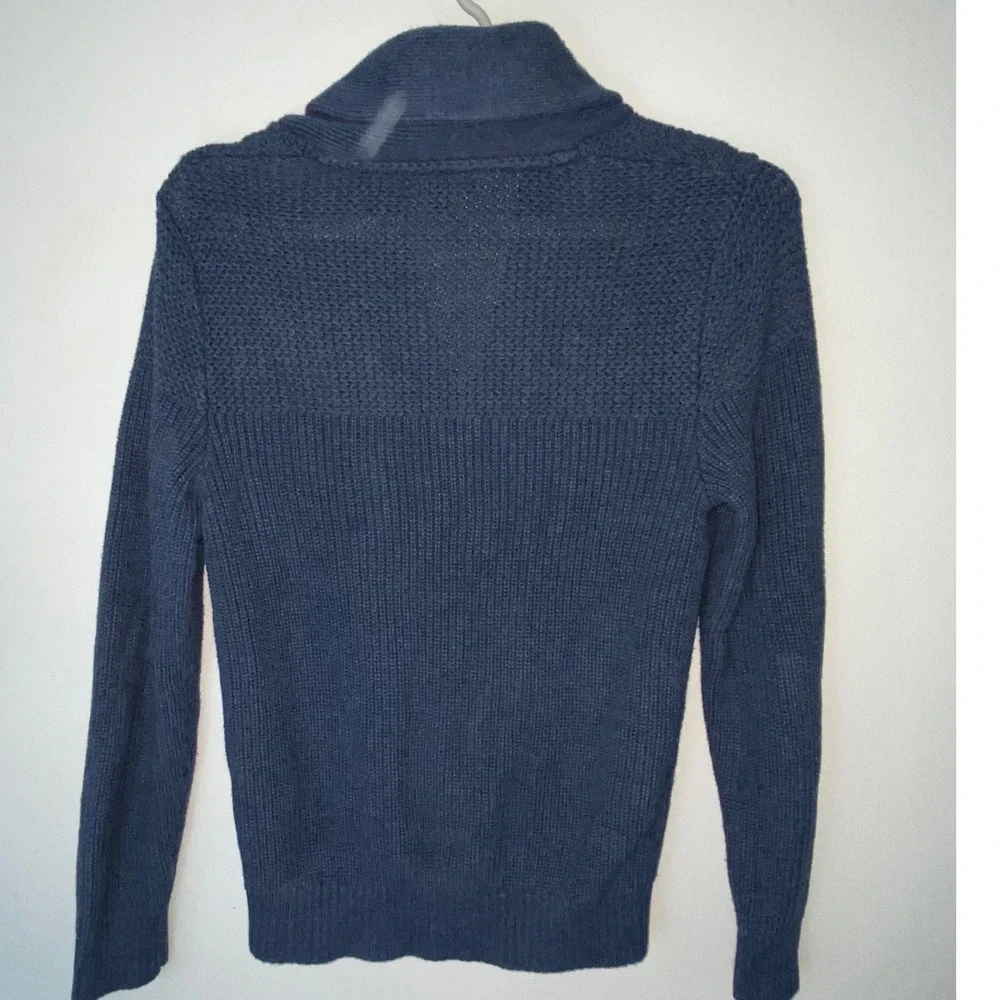 Banana Republic Cardigan Mens S Blue Shawl Collar Mixed Stitch Cotton Sweater